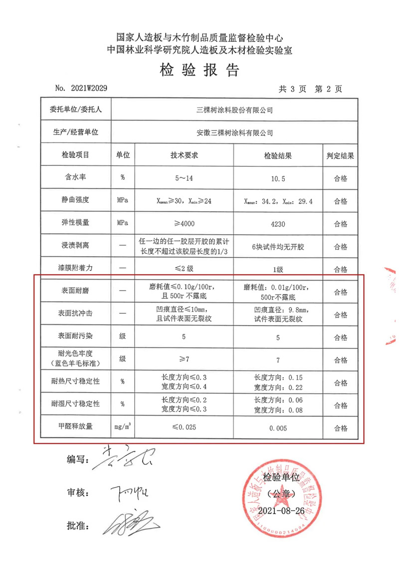 小森科创实木复合地板检测报告